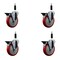 Service Caster 5'' Red Poly Swivel 7/8'' Expanding Stem Caster Set with Brake, 4PK SCC-EX20S514-PPUB-RED-PLB-78-4 - alternate 1